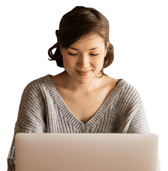 Young girl working on her laptop
